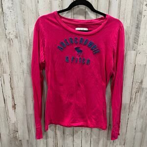 Abercrombie & Fitch Y2K Pink Graphic Moose Spell Out Long Sleeve Size Large